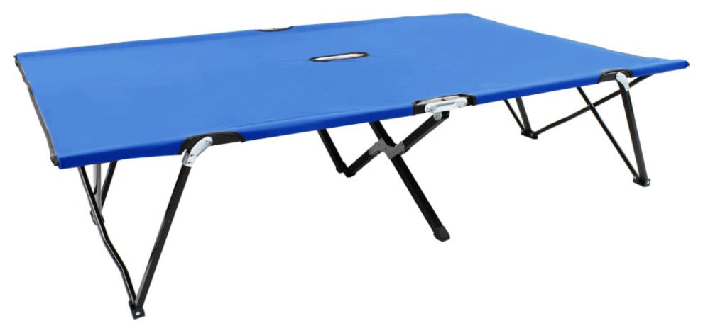 vidaXL Two Person Folding Sun Lounger Blue Steel