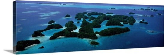 "Aerial View of Rock Islands Palau" Canvas Art, 36"x12"x1.25"