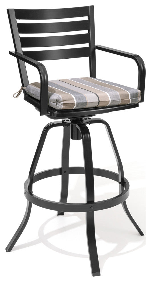 2PCS Patio Bar Stools Set Cast Aluminum Swivel with Sunbrella Seat Cushion, Mila
