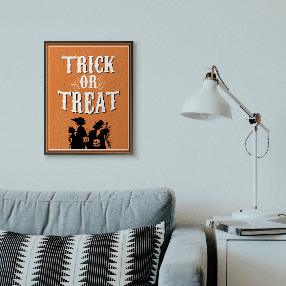Trick Or Treat Orange White Cartoon Holiday Word Design, 24"x30"