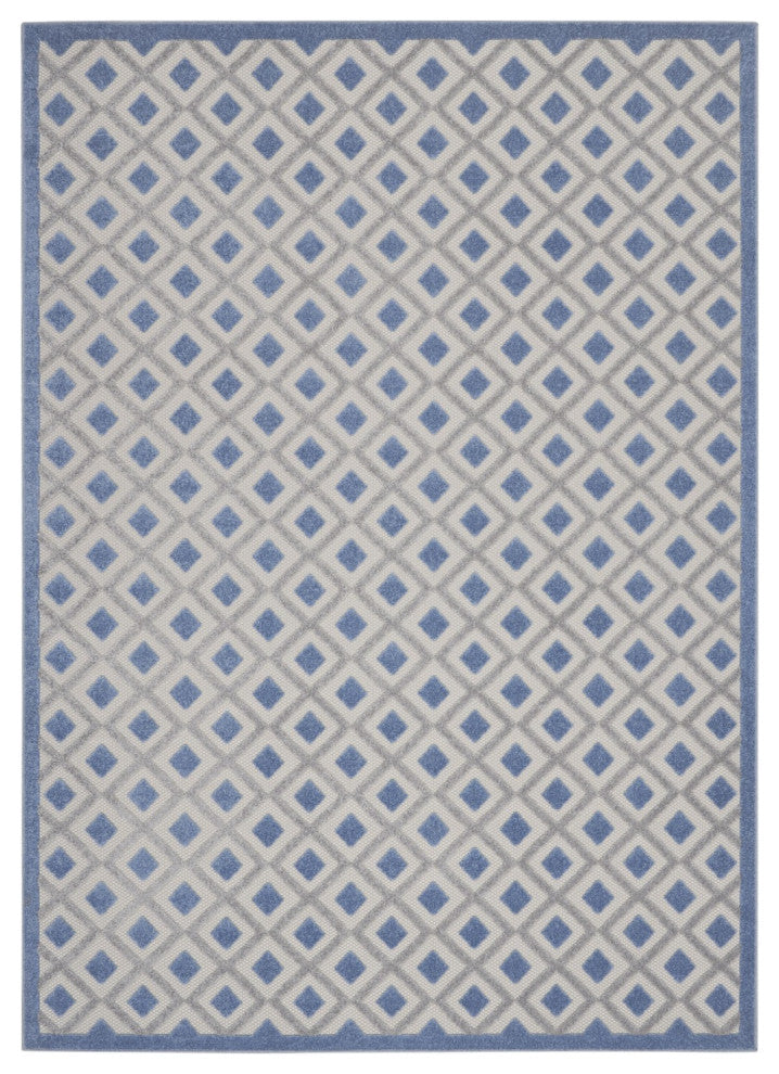 7 x 10 Blue and Gray Indoor Outdoor Area Rug
