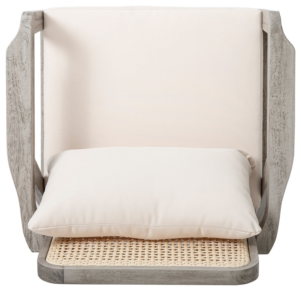 Jatas Outdoor Pation Club Chairs With Cushions, Acacia Wood, Light Gray, Set of 2