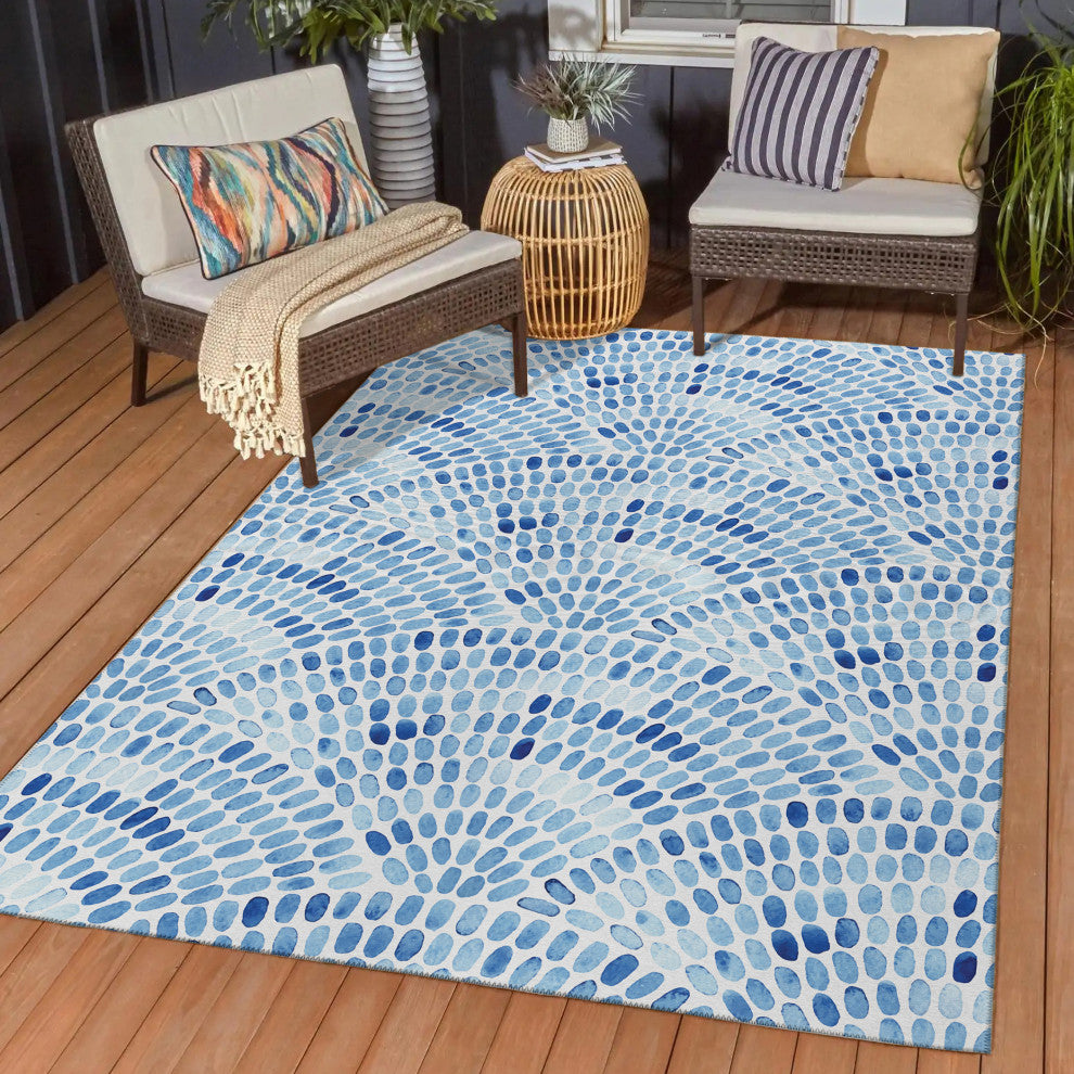 Indoor/Outdoor Seabreeze SZ7 Indigo Machine Washable 8' x 10' Rug