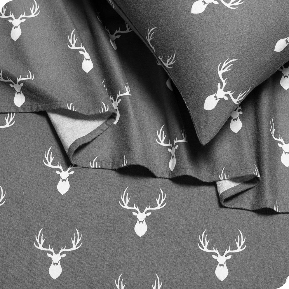 Bare Home Cotton Flannel Sheet Set, Stag, Queen