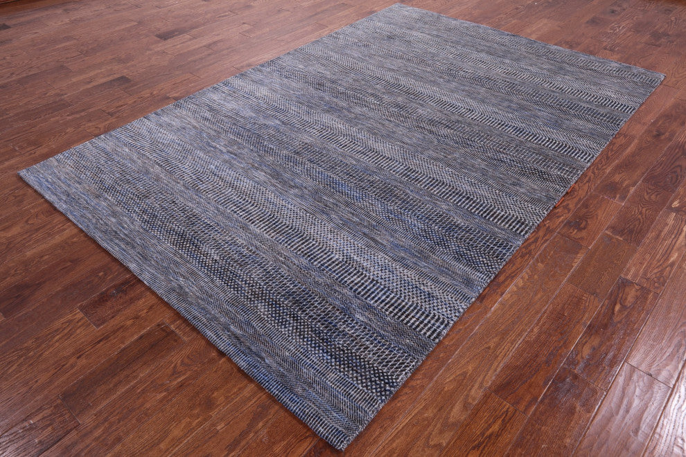 6' 1" X 9' 1" Savannah Grass Handmade Wool and Silk Rug Q11929