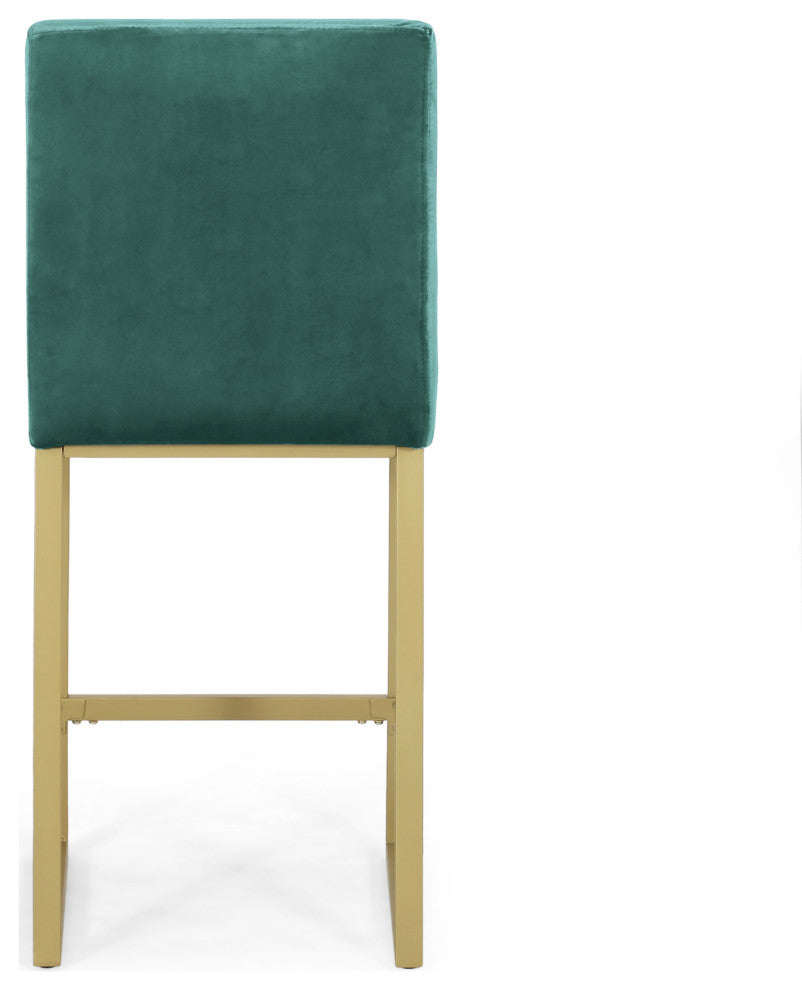 GDF Studio Lexi Modern Glam Velvet Barstools, Set of 2, Turquoise
