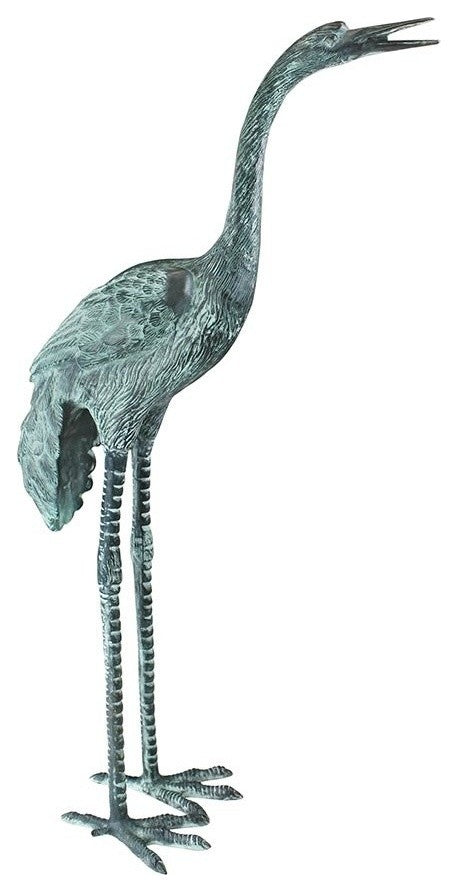 Bronze Crane Statue, Straight Neck, Large