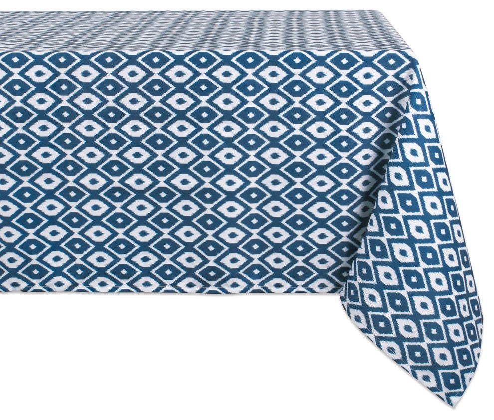 DII Blue Ikat Outdoor Tablecloth 60"x84"