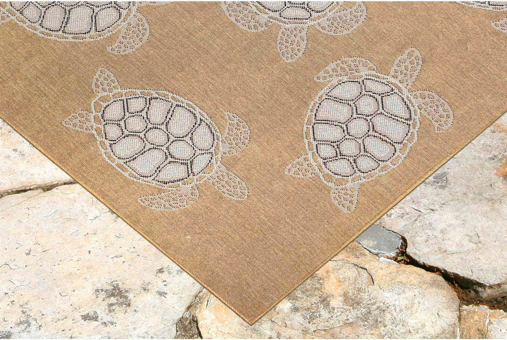 Carmel Seaturtles Indoor/Outdoor Rug, Sand, 7'10"x9'10"