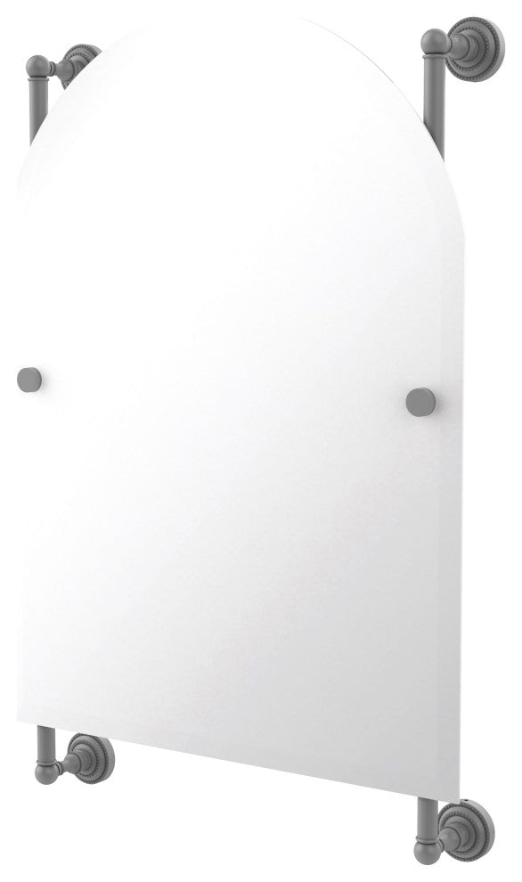 Dottingham Arched Top Frameless Rail Mounted Mirror, Matte Gray