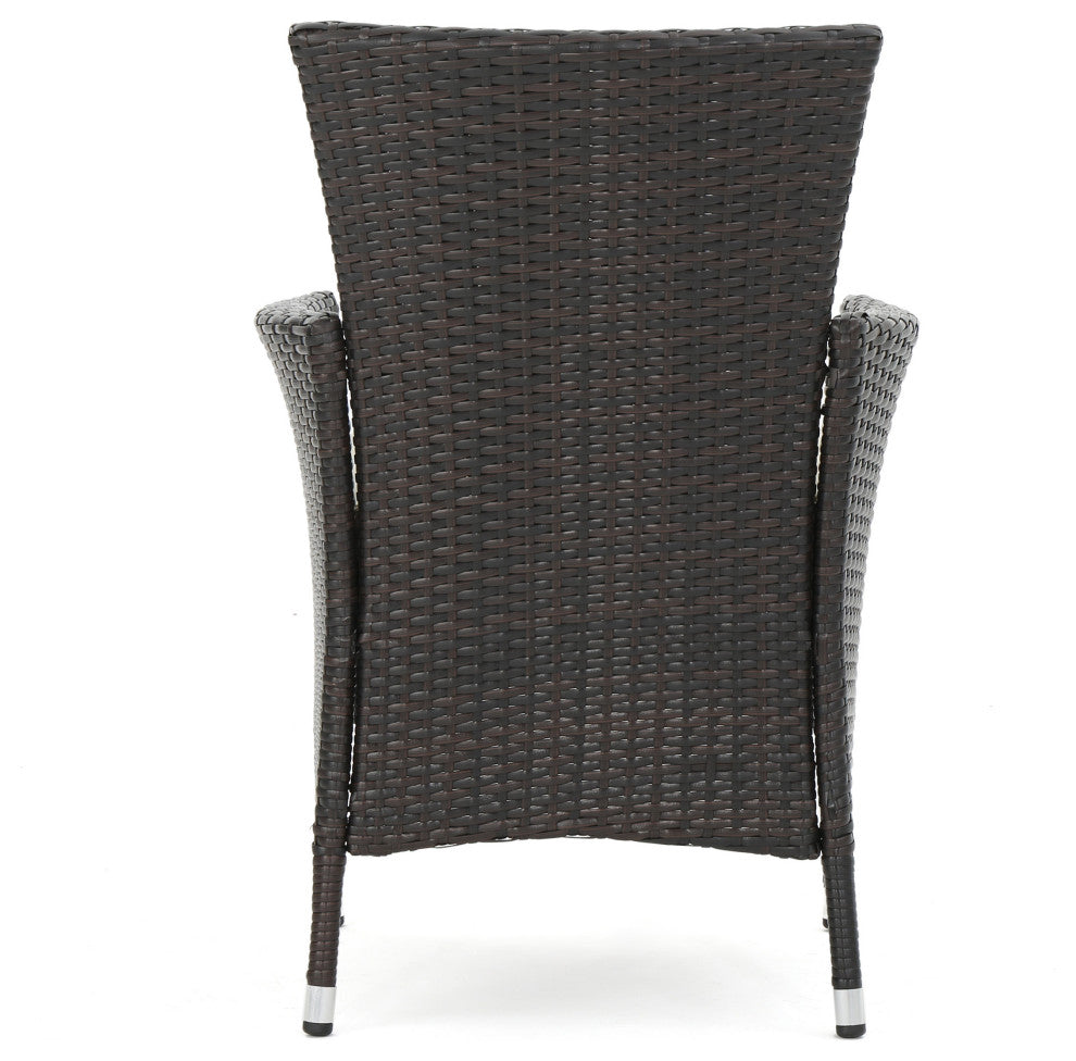 GDF Studio 6-Piece Trellis Outdoor Wood Dining Set With Wicker Dining Chairs