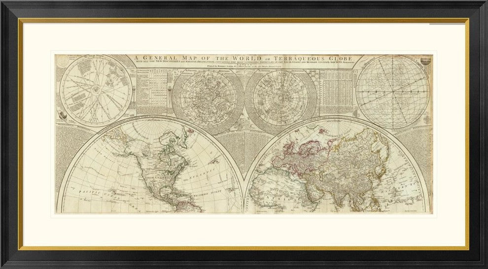 "A general map of the world or terraqueous globe, 1787"  by Samuel Dunn, 46x26"