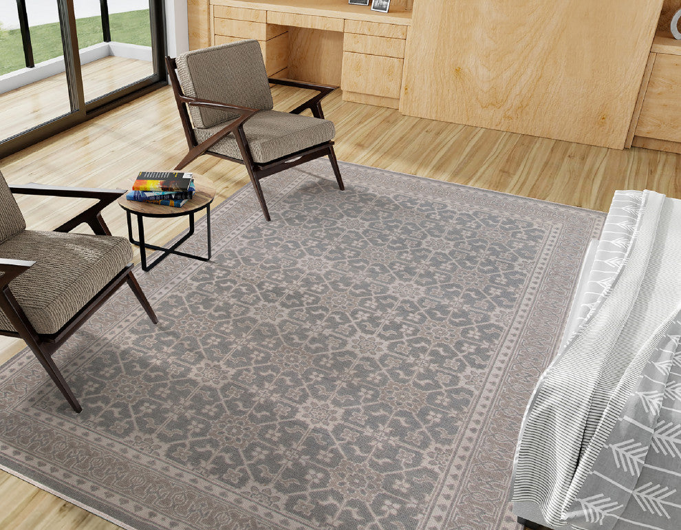 Empress Weston Area Rug, Taupe, 9' x 12', Bordered