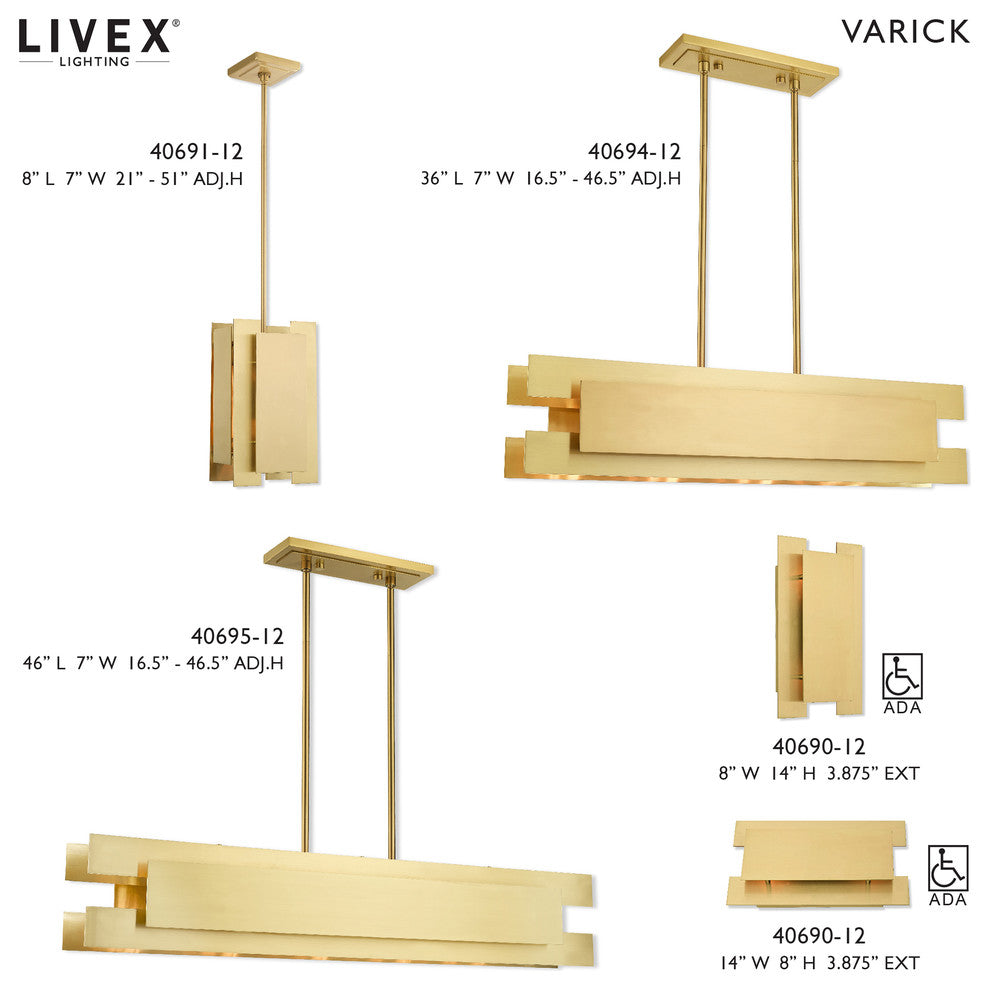 Livex Lighting Satin Brass 5-Light Linear Chandelier