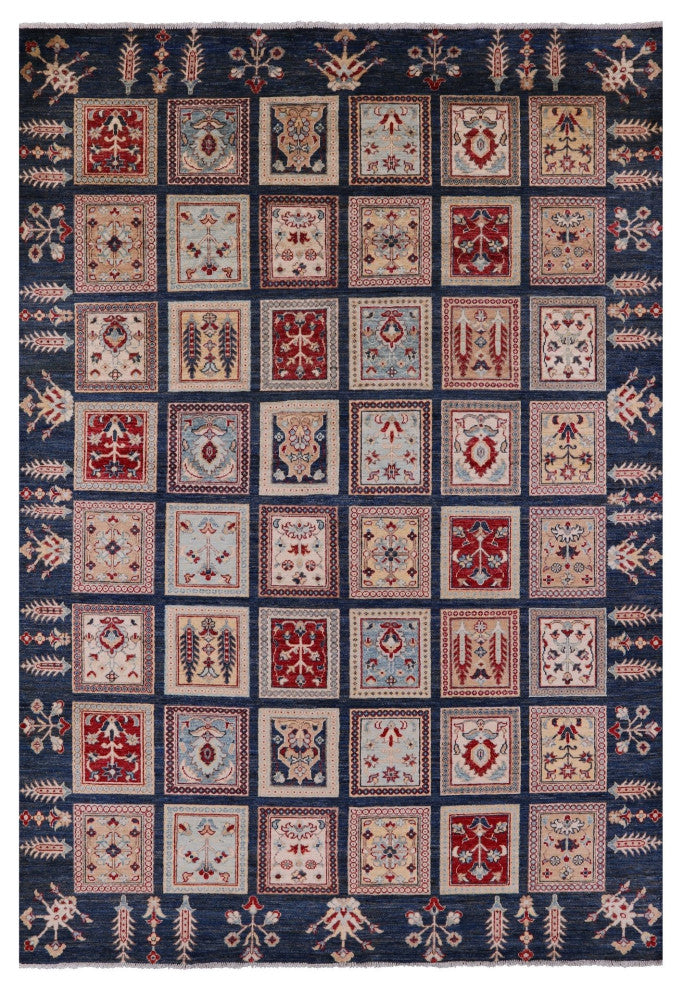 6' 7" X 9' 7" Persian Garden Design Handmade Wool Rug - Q12821