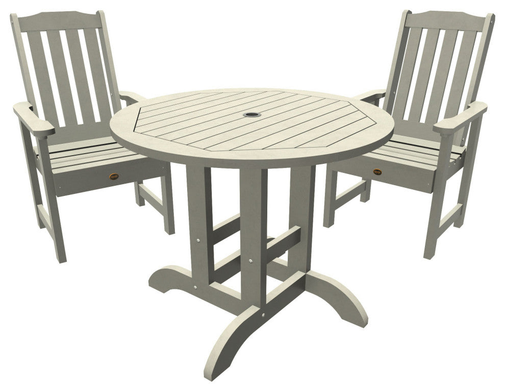 Springville 3-Piece Round Dining Set, Weathered Acorn, Harbor Gray