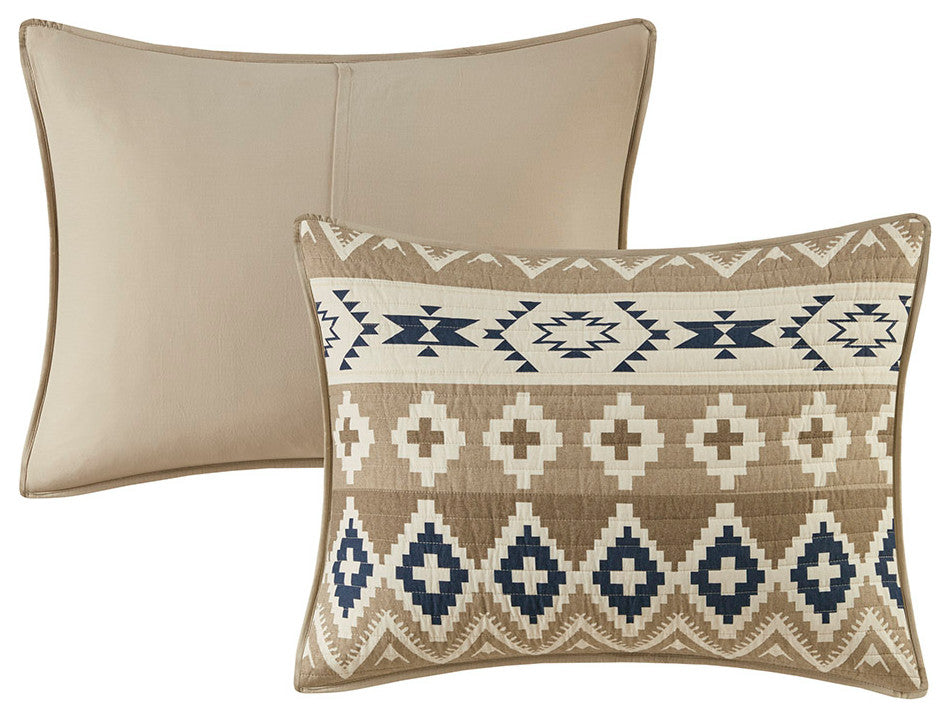 Woolrich Montana Printed Cotton Oversized Quilt Mini Set, Tan