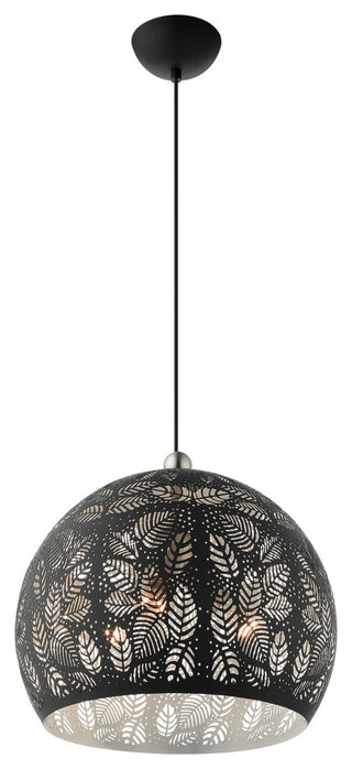 Livex Lighting Chantilly 3 Light Black, Brushed Nickel Accents Medium Pendant