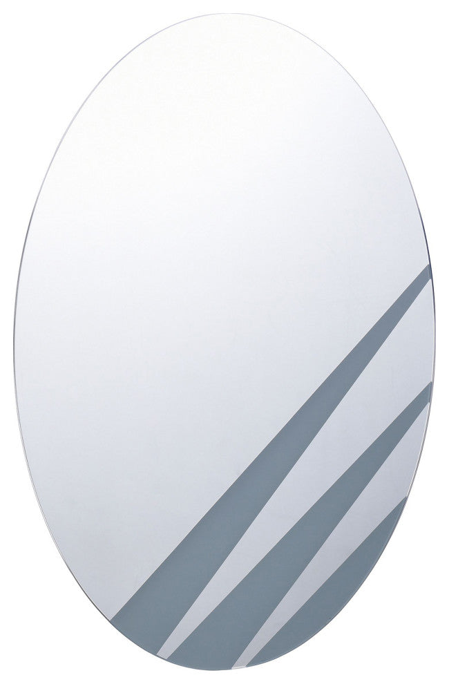 Gray and Clear Contemporary Oval Geometric Design Frameless Mirror