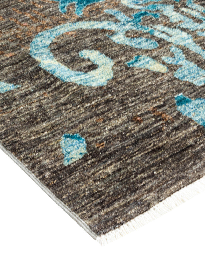 Eclectic, One-of-a-Kind Hand-Knotted Area Rug Gray, 5'0"x8'2"