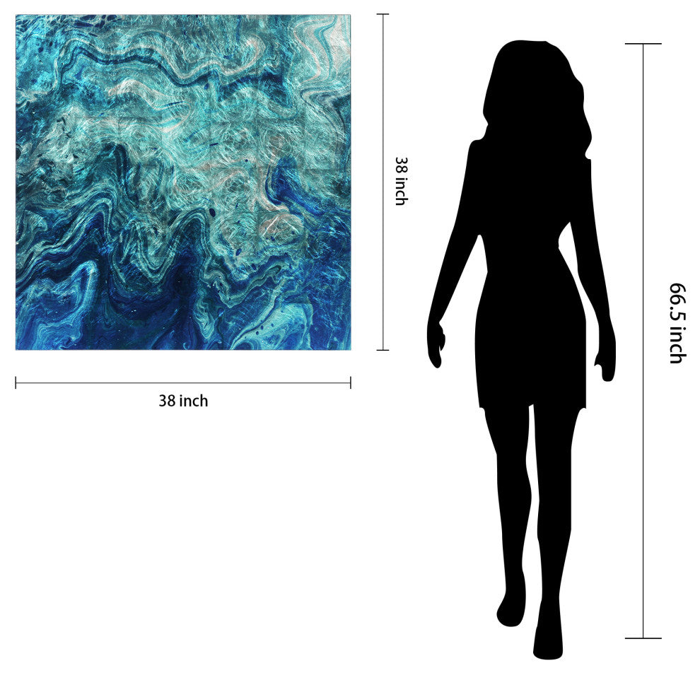 Indigo Abstract Diptych Wall Art Reverse Print on Tempered Glass and Silver Leaf