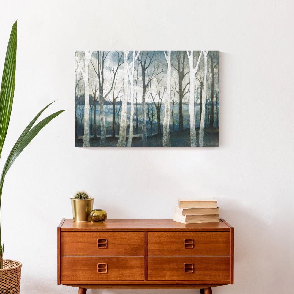 Tree Path Blue Landscape 24x16 Canvas Wall Art