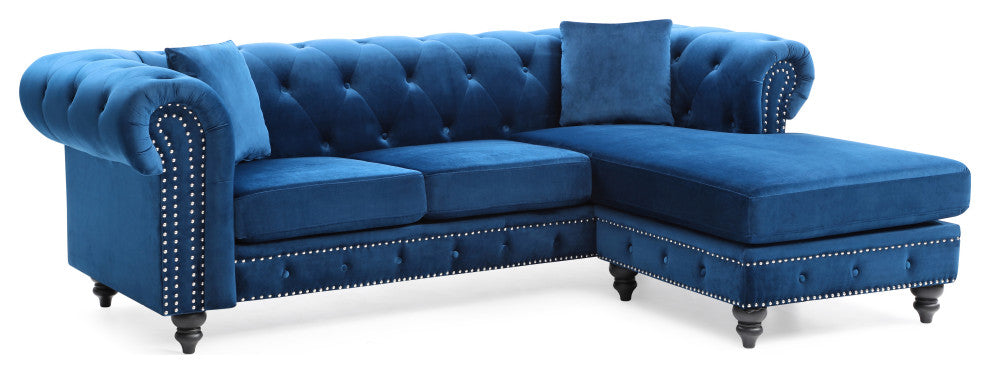 Nola Sofa Chaise, Navy Blue
