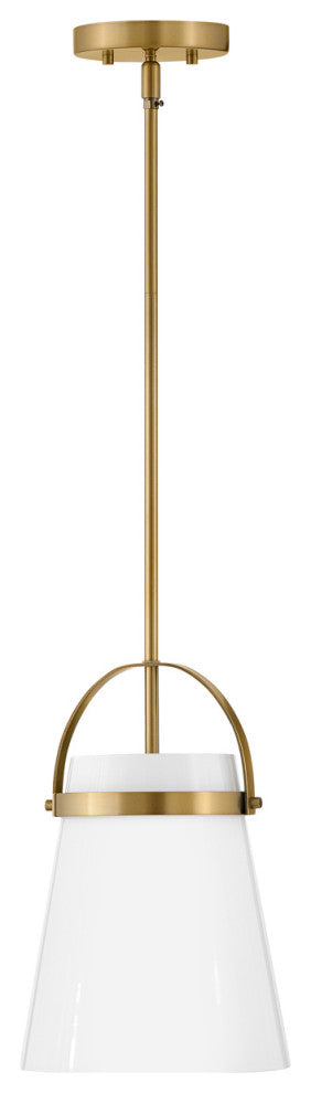 Lark Tori 13.75" Single Convertible Pendant, Lacquered Brass + Cased Opal Glass