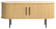 Mid-Century Modern Rounded Sliding Door TV Lowboard, Natural Oak, 47"