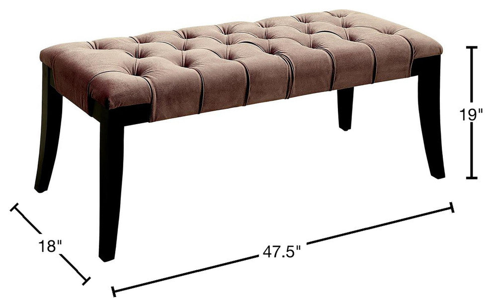 Furniture of America Dianne Contemporary Fabric Tufted Bench in Brown