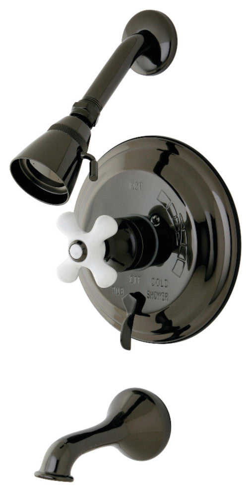 Kingston Pressure Balanced Tub/Shower Faucet w/Handle, Black Stainless Steel