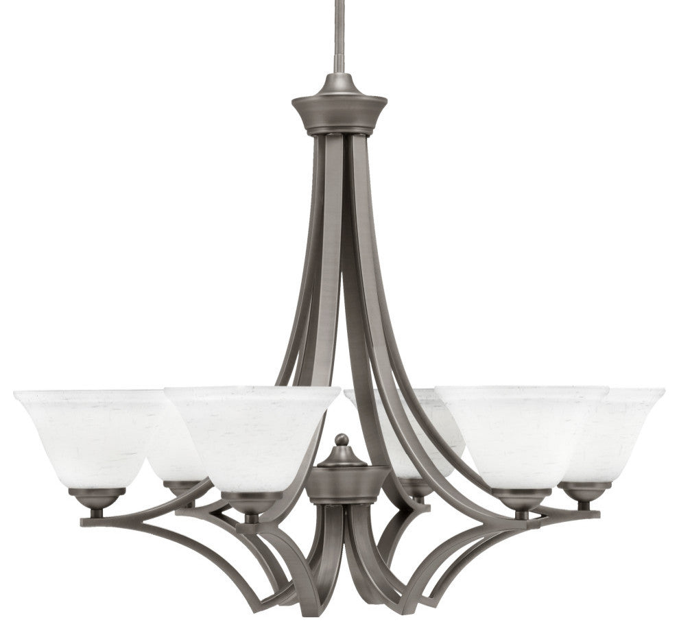 Zilo 6 Light Chandelier, Graphite Finish With 7" White Muslin Glass