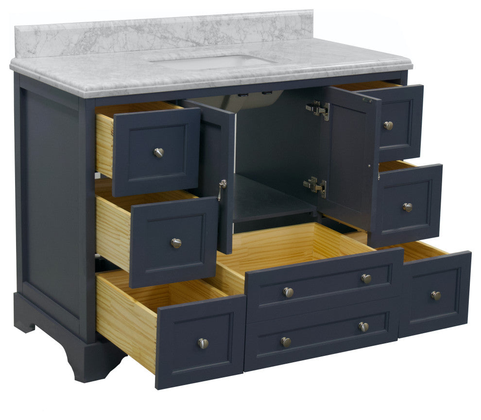 Madison 48" Bathroom Vanity, Marine Gray, Carrara Marble