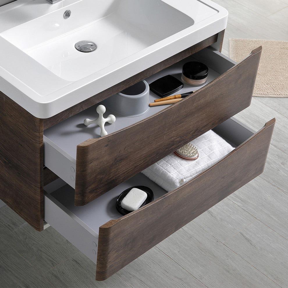 Fresca Tuscany 32" Rosewood Wall Hung Vanity With Medicine Cabinet