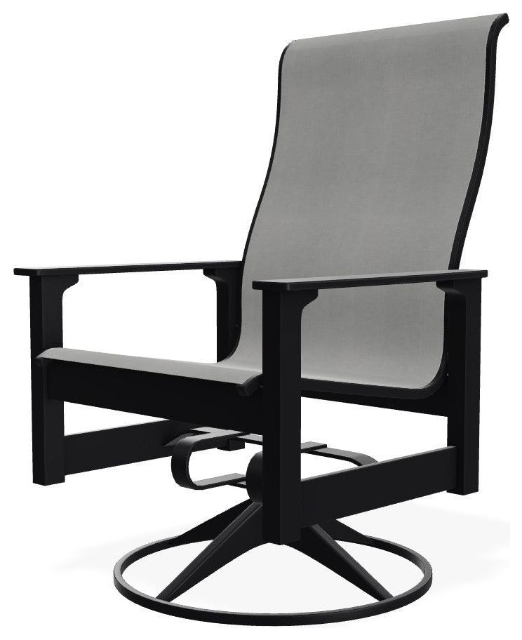 Leeward Sling Outdoor Swivel Rocker, Alloy/Black