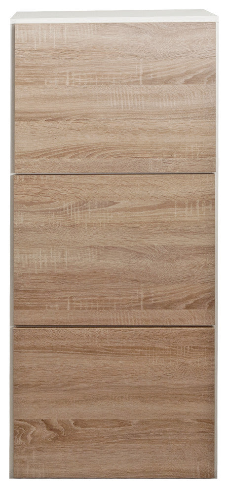 Bamboo Shoe Storage Cabinet, White/Natural Oak