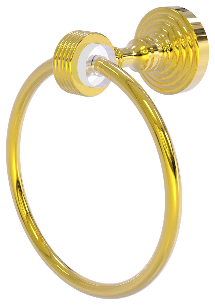 Pacific Grove Towel Ring with Groovy Accents, Polished Brass