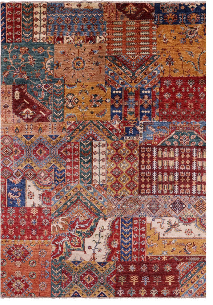 5' 7" X 8' 1" Hand Knotted Super Kazak Wool Rug Q11094