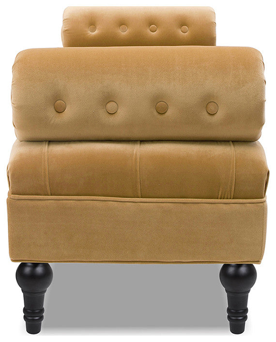 Lewis 60" Tufted Bolster Arm Entryway Bench, Gold Velvet