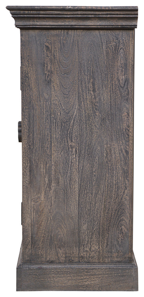 Carter Flores 4-Door Sideboard, Distressed Gray Finish on Mango Solid Wood