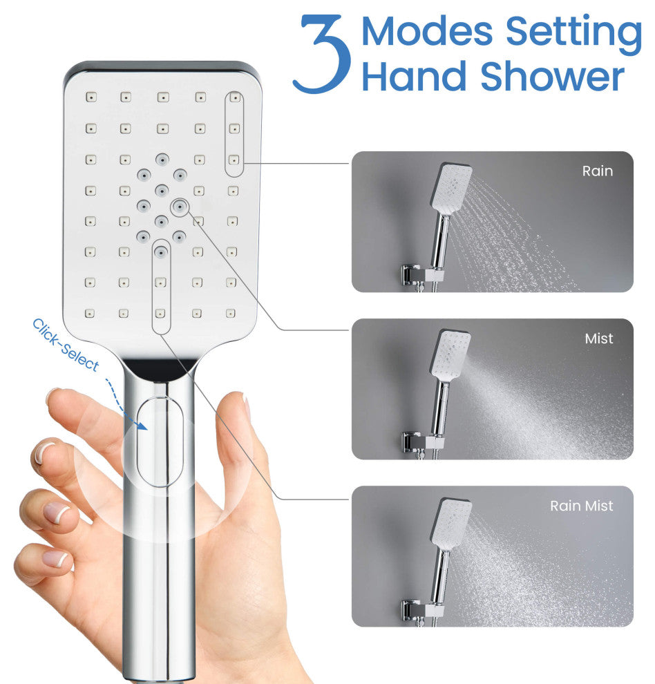 Cube Pressure 2-Function Shower System, Rough-In Valve, Chrome