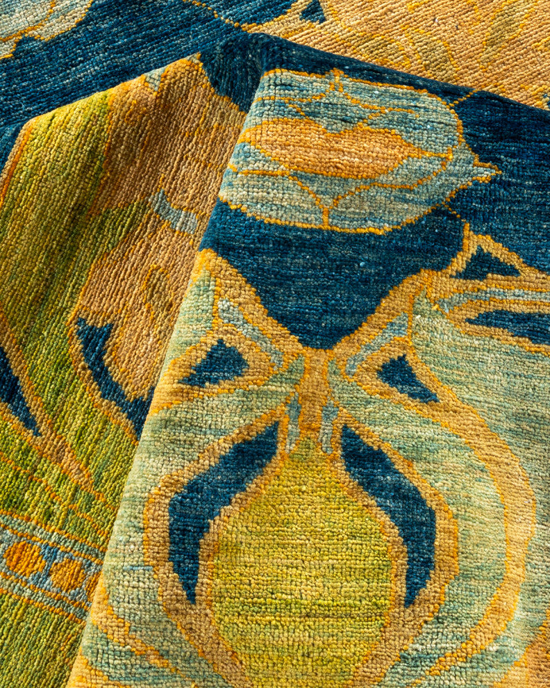 Arts and Crafts, One-of-a-Kind Handmade Area Rug Blue, 17'4"x12'1"