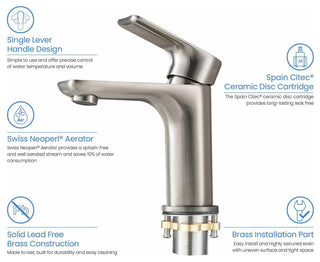 Tender Single Handle Bathroom Sink Faucet, Brushed Nickel
