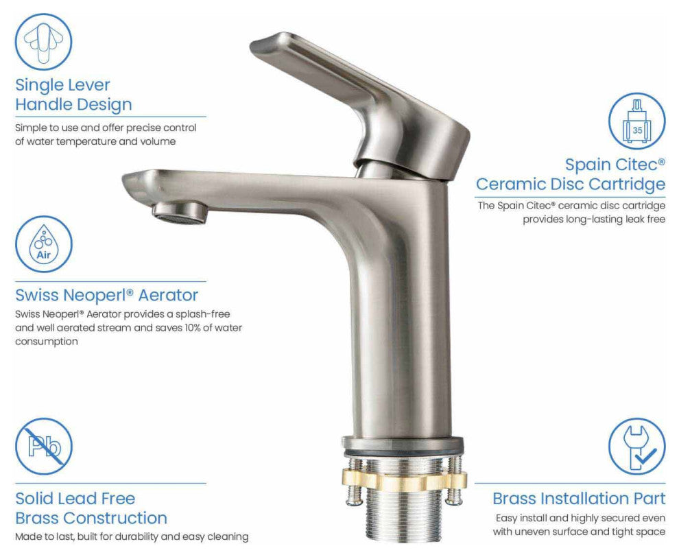Tender Single Handle Bathroom Sink Faucet, Brushed Nickel
