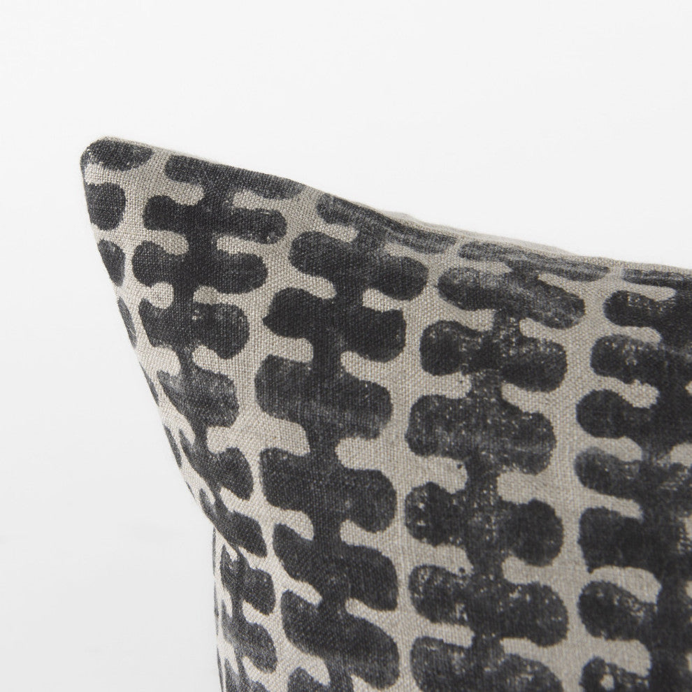 Light Gray and Black Lumbar Throw Pillow Cover
