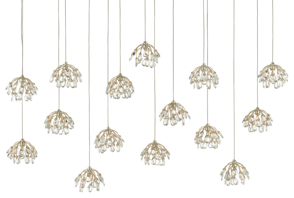 Crystal Bud Rectangular 15-Light Multi-Drop Pendant