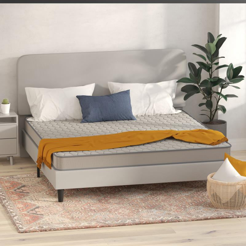 Capri Comfortable Sleep CertiPUR-US Certified Spring Mattress, Mattress in a Box, Gray, King