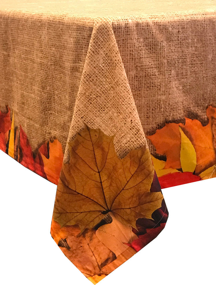 Autumn Leaves 100% Cotton Tablecloth, 60"x84"