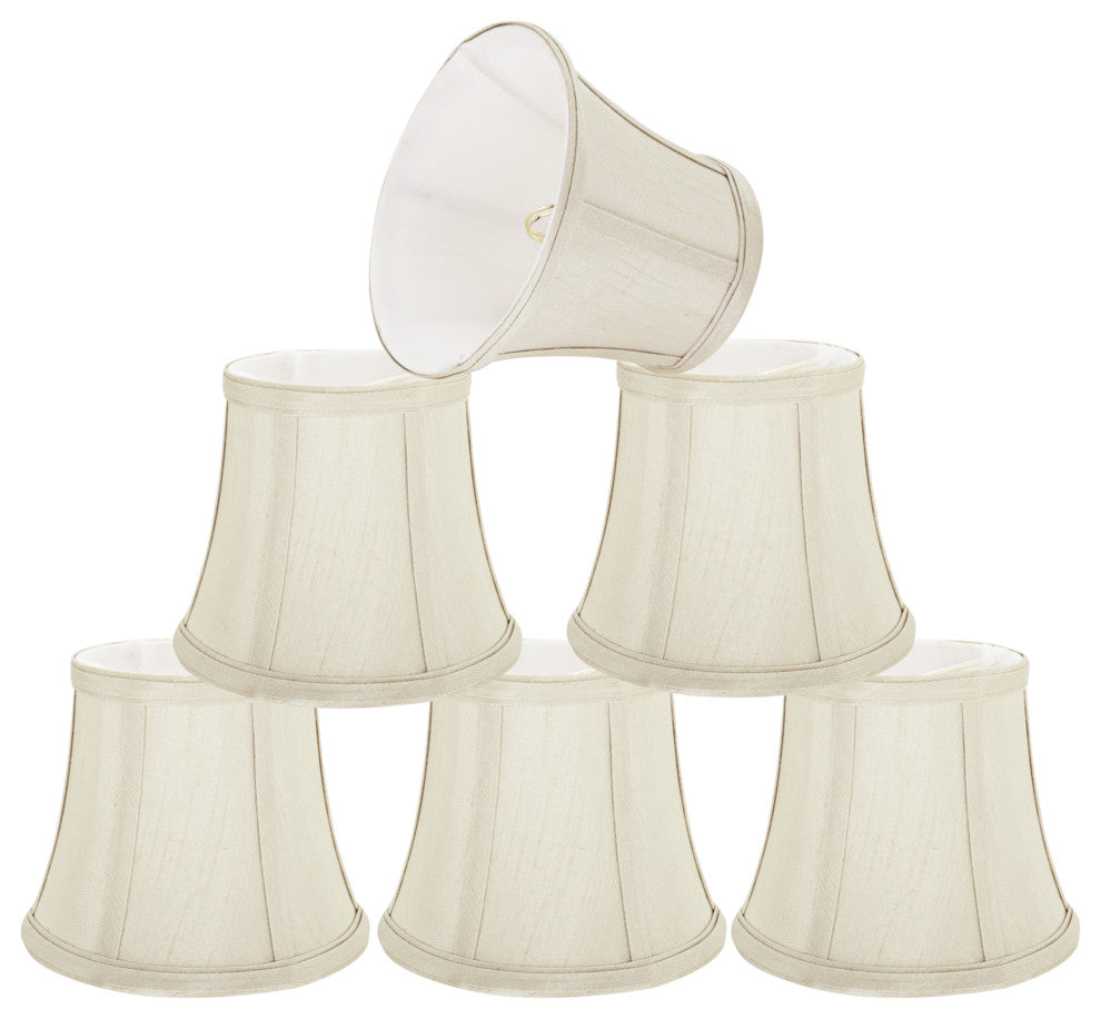 30392-6 Small Bell  Chandelier Clip On Lamp Shade Ivory 4"x6"x5"