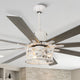 72" Antique Large Ceiling Fan with Light Kit, 8 Wood Blades Ceiling Fan, Chrome
